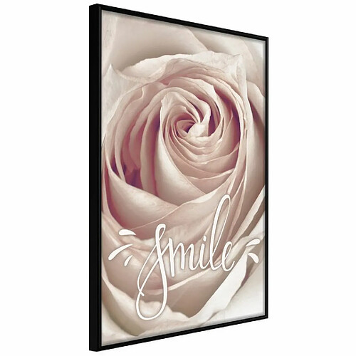 Paris Prix Affiche Murale Encadrée Rose with a Message 20 x 30 cm Noir