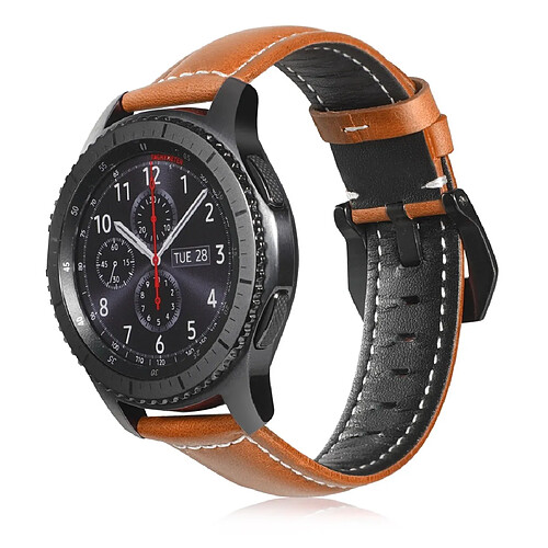 Wewoo Bracelet pour montre connectée de sport en cuir arbre Samsung Galaxy Watch Active 22 mm Marron