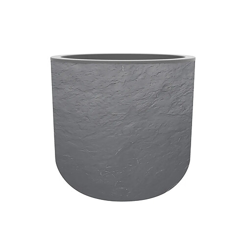 Pot de fleurs rond en plastique Volcania UP gris galet - Ø 50 cm - Eda