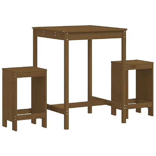 Maison Chic Table de bar et chaises d'extérieur 3 pcs,Ensemble de bar de jardin pour relax marron miel bois pin massif -GKD990738