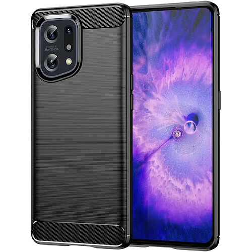 Xeptio Oppo Find X5 5G coque style carbone noir