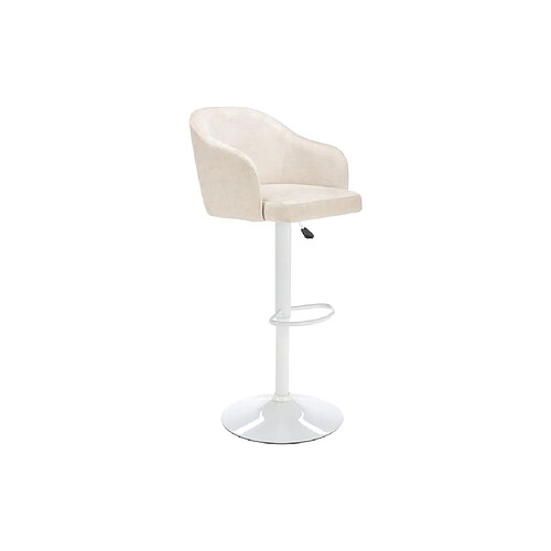 Vente-Unique Tabouret de bar en tissu et métal - Hauteur réglable - Crème et blanc - CARSTEN