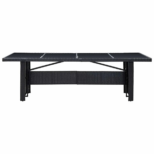 Maison Chic Table de jardin | Table d'extérieur Noir 240x90x74 cm Résine tressée et verre -GKD41586