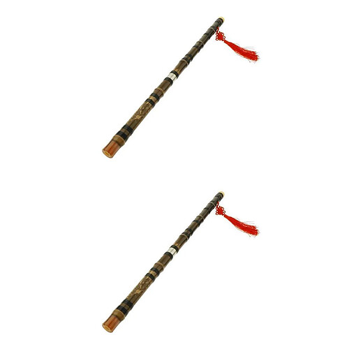 2 Pièces Chinois Traditionnel Xiao de Bambou Instrument de Musique à Vent Haute Qualité Musicale Traditionnelle Chinoise Meilleur Cadeau