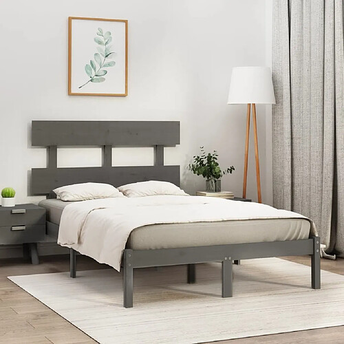 Maison Chic Lit adulte - Lit simple Cadre de lit,Structure du lit Contemporain Gris Bois massif 120x200 cm -MN15716