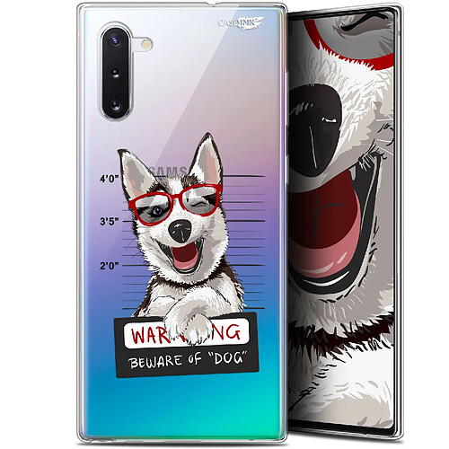 Caseink Coque arrière Samsung Galaxy Note 10 (6.3 ) Gel HD [ Nouvelle Collection - Souple - Antichoc - Imprimé en France] Beware The Husky Dog