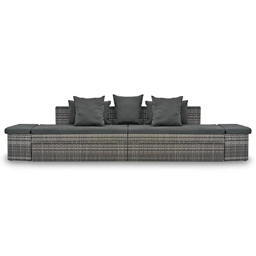 Maison Chic Salon de jardin 4 pcs + coussins - Mobilier/Meubles de jardin - Table et chaises d'extérieur Résine tressée Gris -MN29706