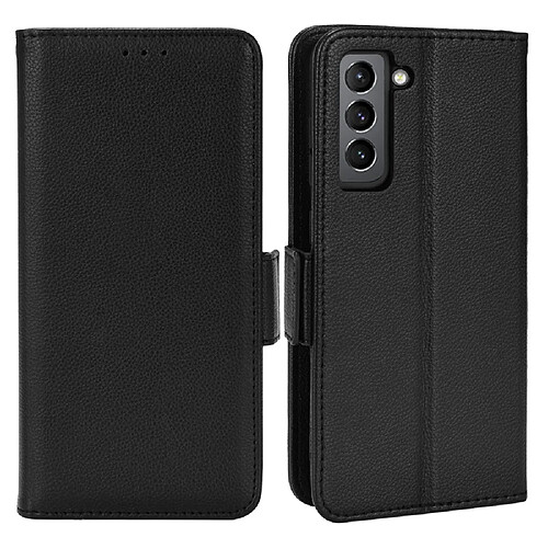 Etui en PU texture litchi, antichoc avec support noir pour votre Samsung Galaxy S21 FE 5G