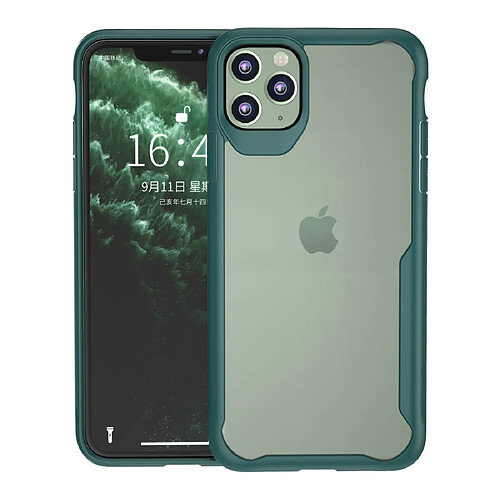 Wewoo Coque Souple Pour iPhone 11 Transparent PC + TPU Etui de protection antichoc à couverture totale Vert foncé