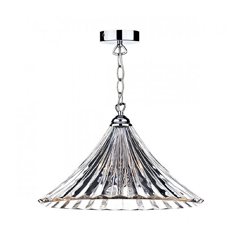 Luminaire Center Suspension décorative Ardeche chrome poli et verre moulé 1 ampoule