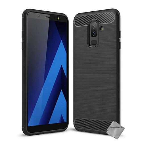 Htdmobiles Coque silicone gel carbone pour Samsung Galaxy A6+ Plus (2018) + film ecran - NOIR