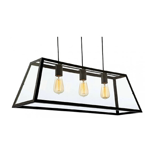 Luminaire Center Suspension 3 ampoules Kew, noir