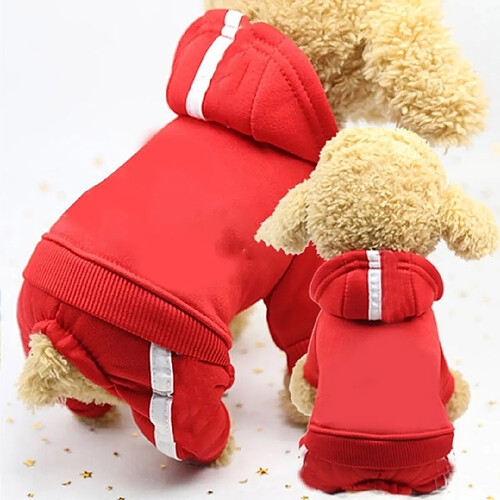 Wewoo 2 PCS vêtements pour chiens de compagnie les salopettes animaux de jumpsuit de chat chien manteau épais chienstaille L rouge