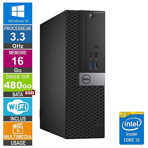 Dell Optiplex 7040 SFF i5-6400 3.30GHz 16Go/480Go SSD Wifi W10 · Reconditionné