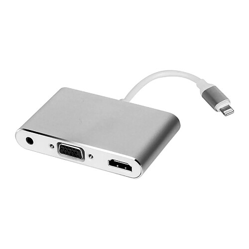 Wewoo Argent Adaptateur 3 en 1 Lightning vers HDMI / VGA / audio