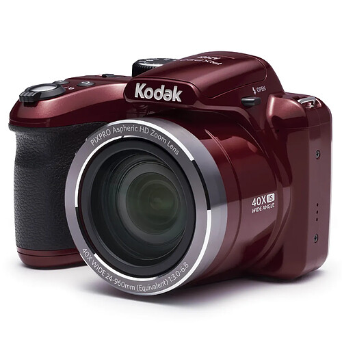 KODAK Pixpro AZ401 - Appareil Photo Bridge Numérique 16 Mpixels, Enregistrement vidéo, Grand angle 24 mm, Ecran LCD 7,6 cm - Rouge - Rouge