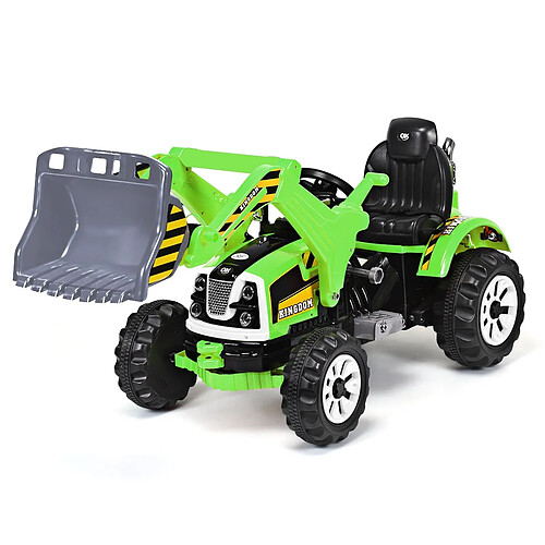 Decoshop26 Tracteur pour enfants 3-8 ans tracteur electrique avec 2 choix de vitesse et chargeuse marche avant et arrière vert 20_0001330