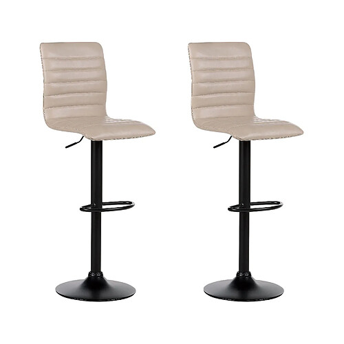 Beliani Tabouret de bar Set de 2 Cuir PU Beige clair LUCERNE