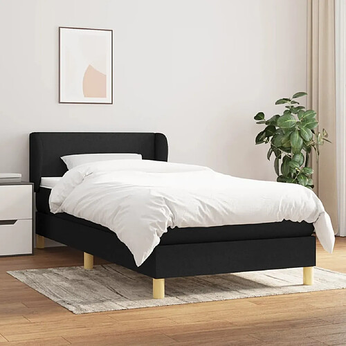 Maison Chic Lit Adulte - Lit simple Lit à sommier tapissier avec matelas moelleux - Meuble de Chambre - Noir 90x200 cm Tissu -MN13316