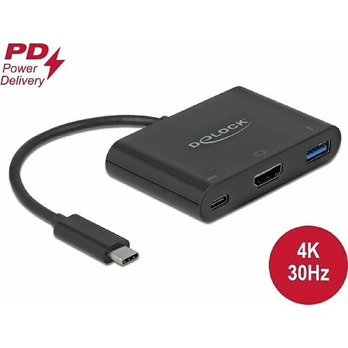 Delock Adaptateur USB Type-CTM vers HDMI 4K 30 Hz avec USB Type-A et USB Type-CTM PD