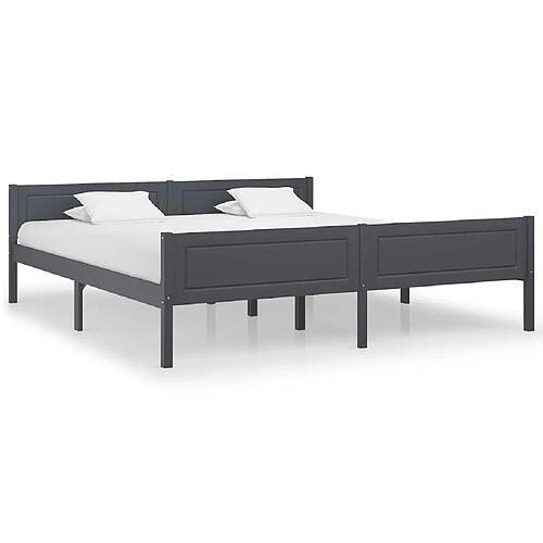 Maison Chic Lit adulte - Lit simple Cadre de lit,Structure du lit Contemporain Bois de pin massif Gris 180x200 cm -MN31196