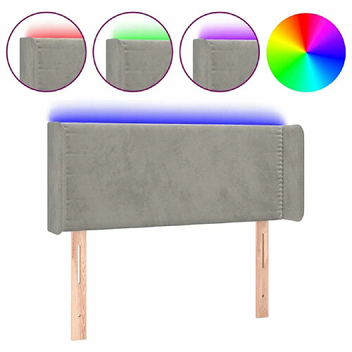 Maison Chic Tête de lit moderne à LED lumineuse pour chambre - Décoration de lit Gris clair 103x16x78/88 cm Velours -MN44611