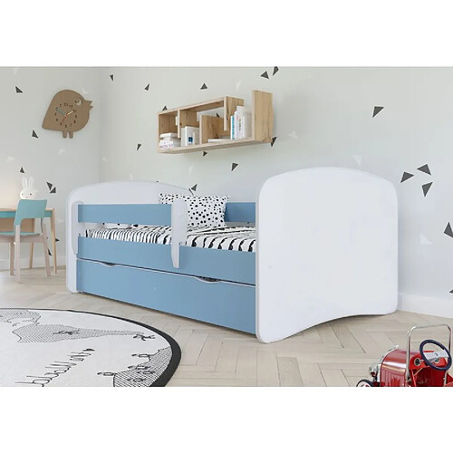 Lit Babydreams bleu sans motif avec un tiroir sans matelas 140/70