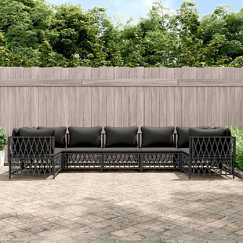 vidaXL Salon de jardin 7 pcs avec coussins anthracite acier