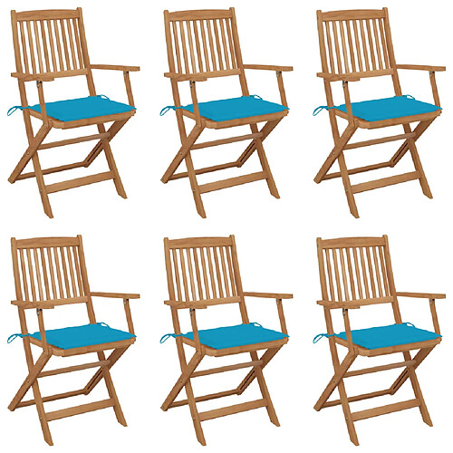 vidaXL Chaises pliables de jardin lot de 6 avec coussins Bois d'acacia