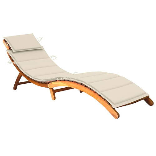 vidaXL Chaise longue de jardin avec coussin Bois d'acacia solide