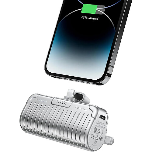 SANAG Mini Batterie Externe 5000Mah Avec Support,20W Charge Rapide Compacte Petite Power Bank Compatible Avec Iphone 14/13/13/12/11/Xs/Xr/X/8/7/6/Plus/ /Pro(Argent)