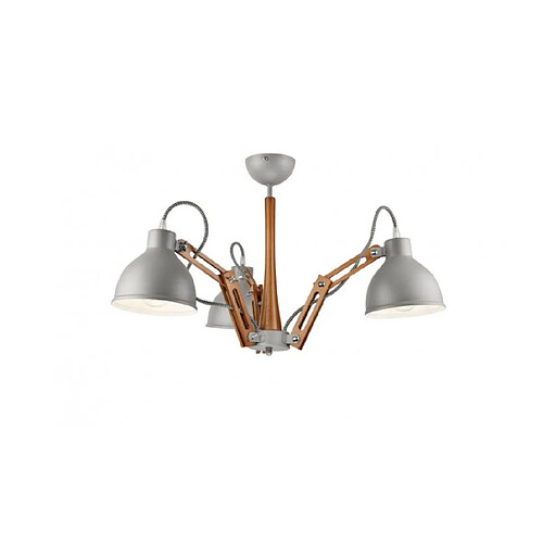 Lumière Suspension Marcello Bois,acier Rustique 3 ampoules 65cm