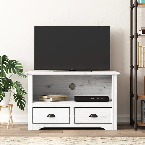 vidaXL Meuble TV avec 2 tiroirs BODO blanc bois de pin massif