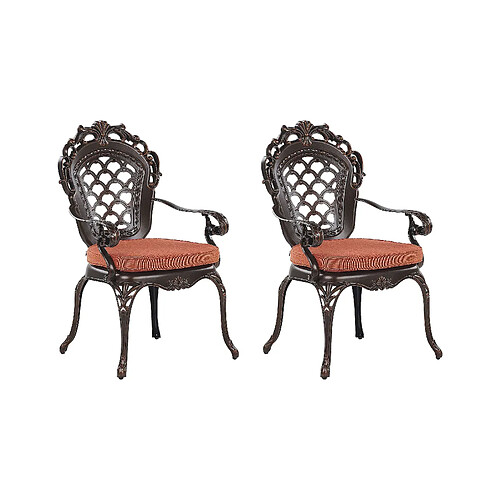 Beliani Chaise de jardin LIZZANO Métal Marron foncé