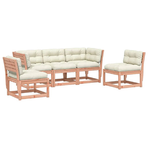 Maison Chic Salon de jardin 5 pcs avec coussins | Ensemble de Table et chaises | Mobilier d'Extérieur bois massif douglas -GKD69752