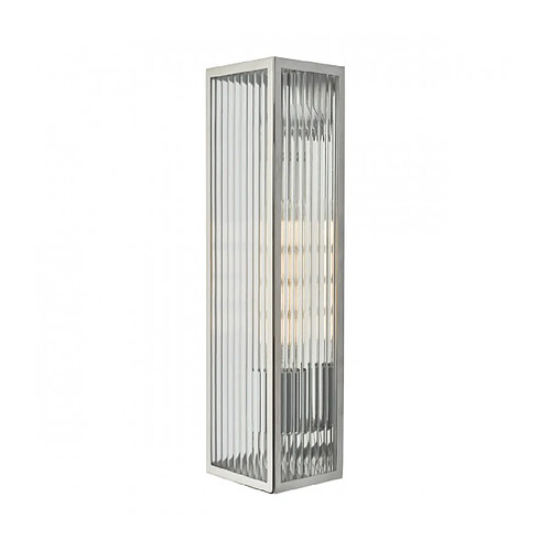 Luminaire Center Lanterne de jardin Keegan Acier inoxydable poli,verre côtelé 1 ampoule 45cm