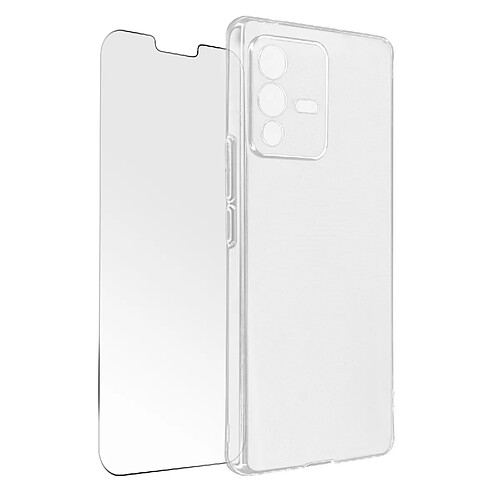 Avizar Coque Vivo V23 Pro Silicone Souple Film Verre Trempé 9H transparent