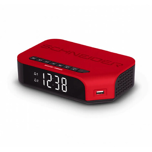 Radio-réveil double alarme rouge - sc310aclred - SCHNEIDER