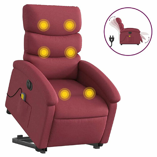 Maison Chic Fauteuil Relax pour salon, Fauteuil inclinable de massage électrique Rouge bordeaux Tissu -GKD57635