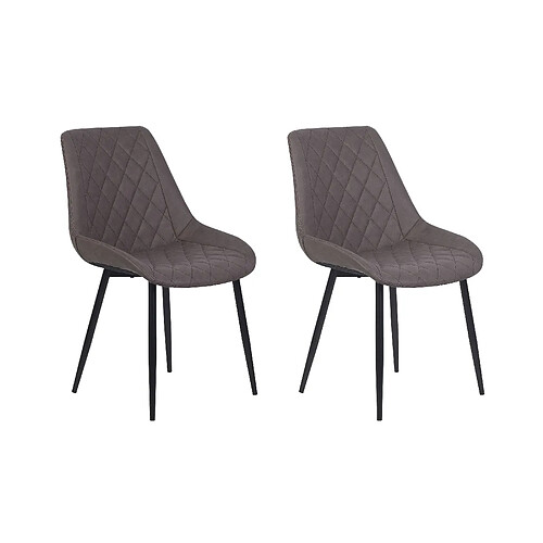 Beliani Set de 2 Cuir PU Chaise de salle à manger Marron foncé MARIBEL