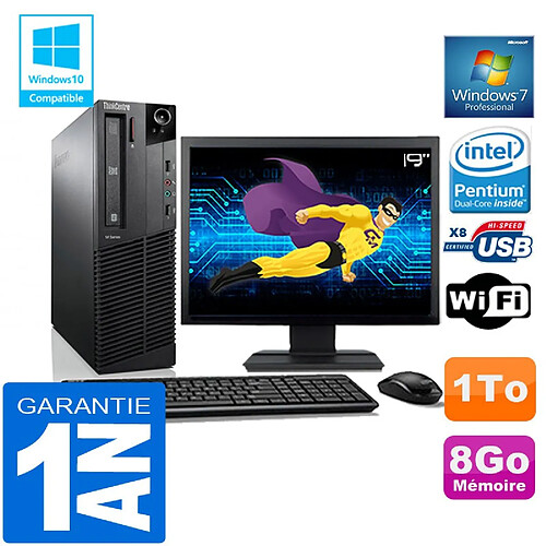 PC Lenovo M92p SFF Intel G630 Ram 8Go Disque 1 To Wifi W7 Ecran 19" · Occasion