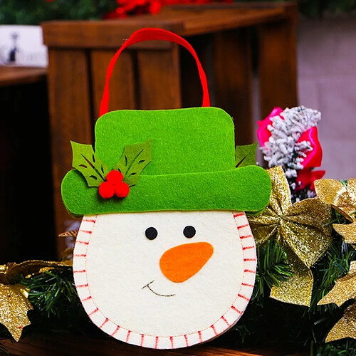 Wewoo Creative Cartoon Style De Noël Décoration Santa Cadeau Sac, Bonhomme De Neige Motif Tissu Non-Tissé Apple Cadeaux Sacs À Main