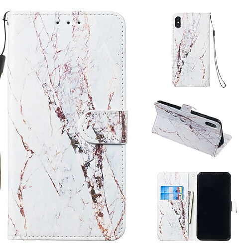 Wewoo Coque Fashion Étui de protection en cuir pour iphone xs max marbre blanc