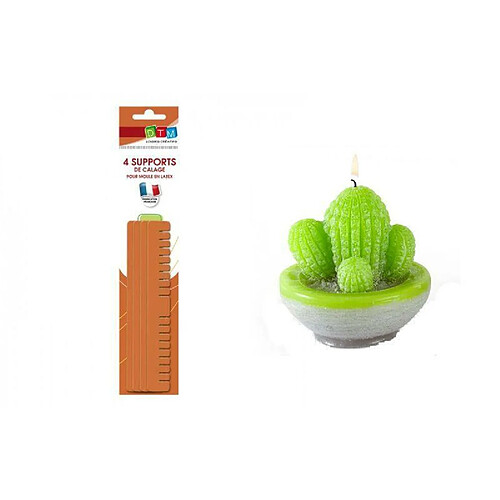 Graines Creatives Moule à bougie Cactus en latex + supports de calage