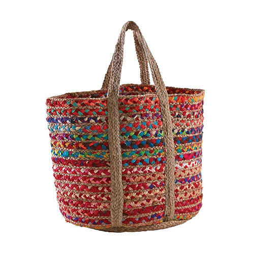 Aubry Gaspard Corbeille en jute et coton multicolore.