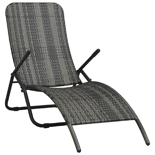 Maison Chic Chaise longue pliable de jardin | Bain de soleil Relax | Transat Résine tressée Gris -GKD59955