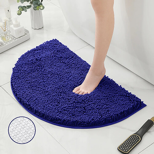 LUUCOZK Tapis de bain antidérapants, absorbants, à séchage rapide, décoration de salle de bain, fond TPR épais et chiffré bleu roi-Demi-cercle 50X80CM