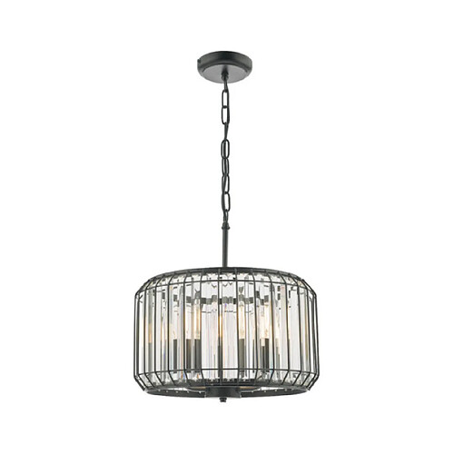 Luminaire Center Suspension Naeva Cristal, noir mat