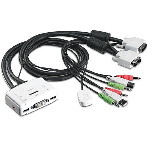 TrendNet TRE_TK214I Câbles KVM 2 ports USB DVI + Audio 80 cm Blanc