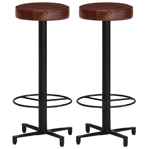 vidaXL Tabourets de bar lot de 2 76 cm cuir véritable